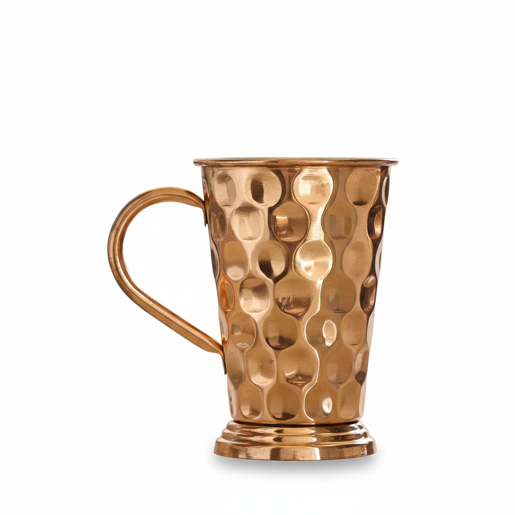 Handcrafted pure copper long bucket shaped hammered design moscow mule beer mug cup, volume 1, 450 ML